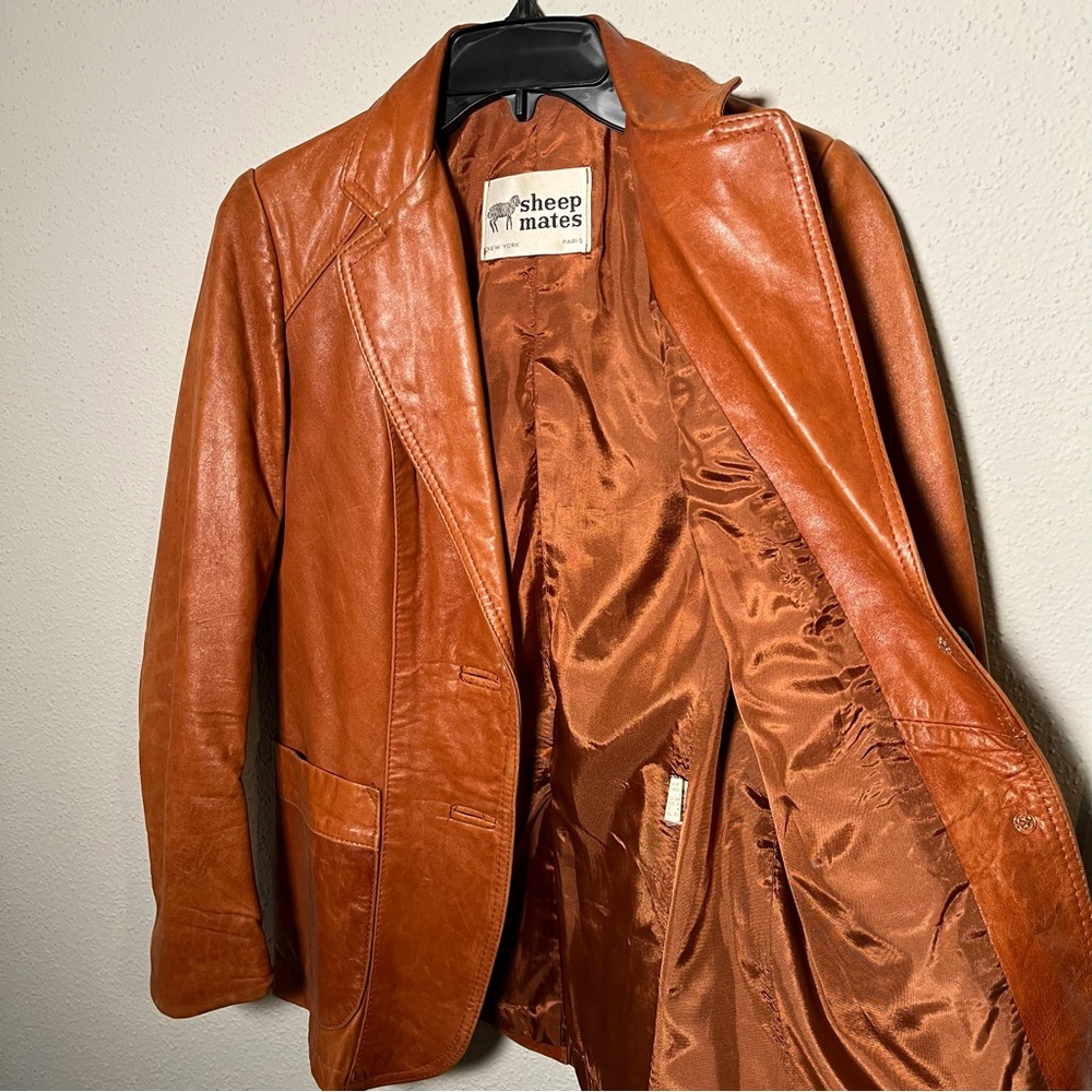 Vintage Leather Sheep Mates Brown Lined Jacket